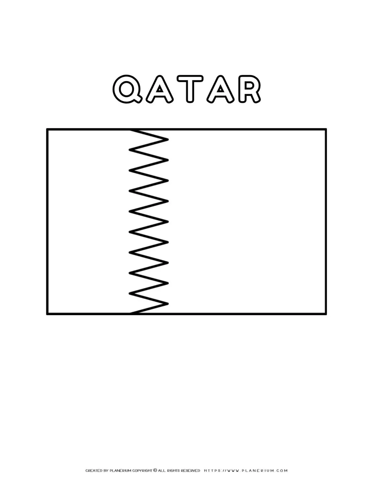 Qatar flag coloring page for kids with national colors and design. Perfect for educational activities and learning about Qatar's culture and heritage.