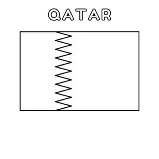 Qatar flag coloring page for kids with national colors and design. Perfect for educational activities and learning about Qatar's culture and heritage.