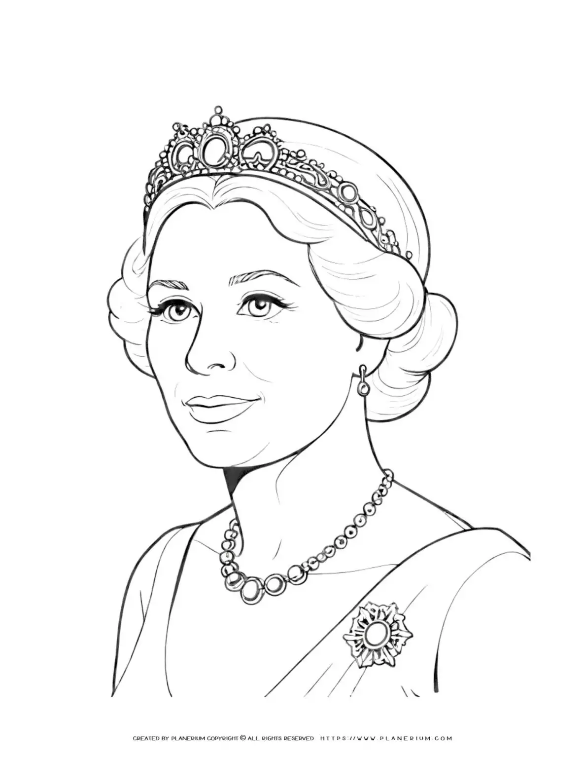 Drawing of a woman with crown and jewelry