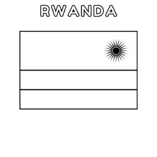 Rwanda flag coloring page for kids to learn about African countries. Perfect for educational activities and cultural studies.