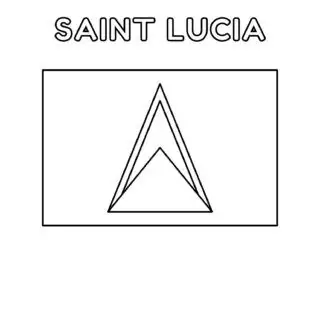 Saint Lucia flag coloring page for kids to learn about the Caribbean island's national symbol. Perfect for educational activities and cultural studies.