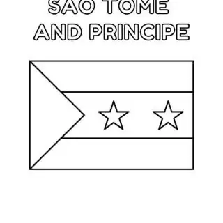 Coloring page of the flag of Sao Tome and Principe for kids to learn about this African country's national symbol.
