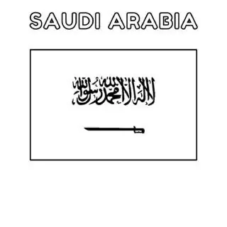 Saudi Arabia flag coloring page for kids to learn about national symbols and colors. Perfect for educational activities and cultural awareness.