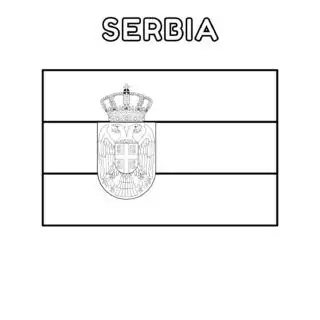 Serbia flag coloring page for kids to learn about national symbols and colors. Perfect for educational activities and patriotic crafts.