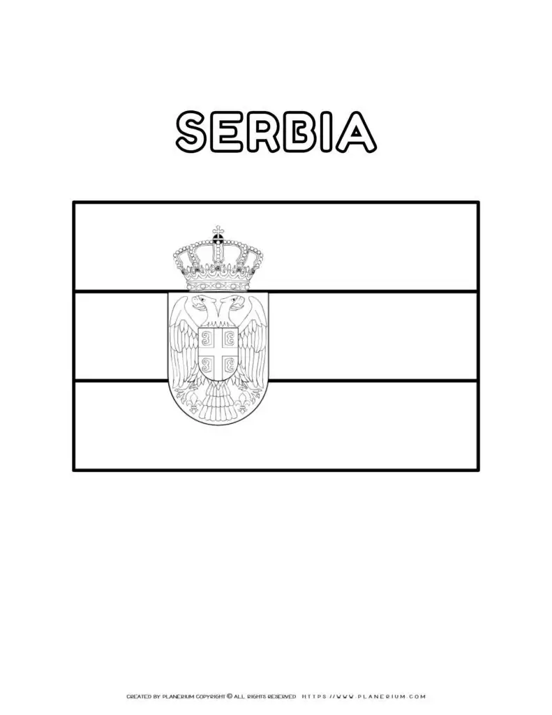 Serbia flag coloring page for kids to learn about national
  symbols and colors. Perfect for educational activities and patriotic crafts.