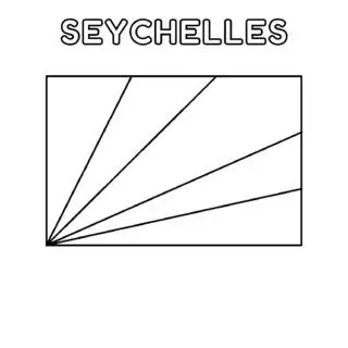 Seychelles flag coloring page for kids to learn about national symbols and colors. Perfect for educational activities and patriotic celebrations.