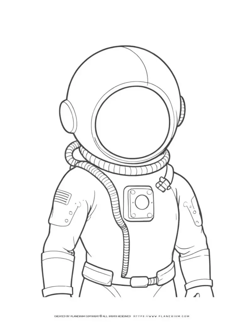 Minimalistic astronaut helmet and upper body sketch for space enthusiasts and science lovers. Perfect for educational projects and designs.