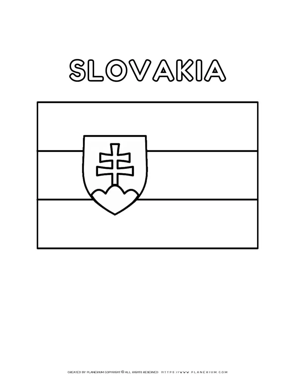 Slovakia flag coloring page for kids to learn about national symbols. Fun and educational activity for children.