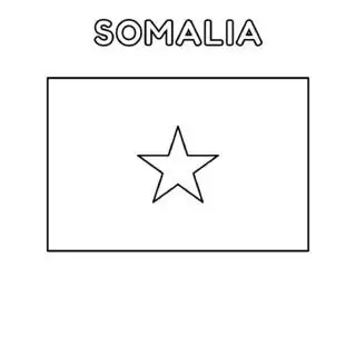 Somalia flag coloring page for kids to learn about African countries. Perfect for educational activities and cultural awareness projects.