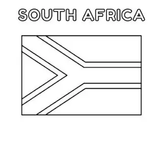 South Africa flag coloring page for kids to learn about national symbols and colors. Perfect for educational activities and patriotic celebrations.