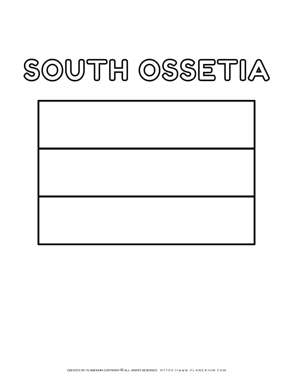 Coloring page of the South Ossetia flag for kids to learn about this country's national symbol. Perfect for educational use and fun activities.