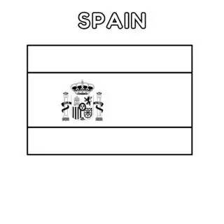 Spain flag coloring page for kids to learn about Spanish culture and colors. Perfect for educational activities and patriotic celebrations.