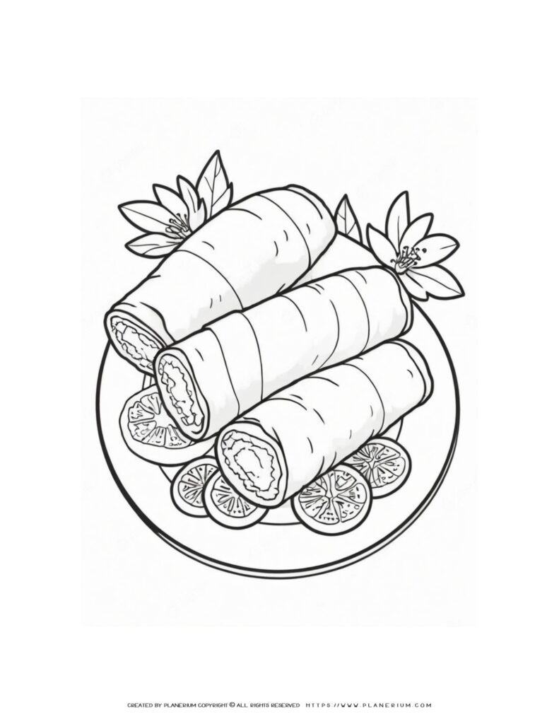 Engage Kids with a Spring Rolls Meal Coloring Page!