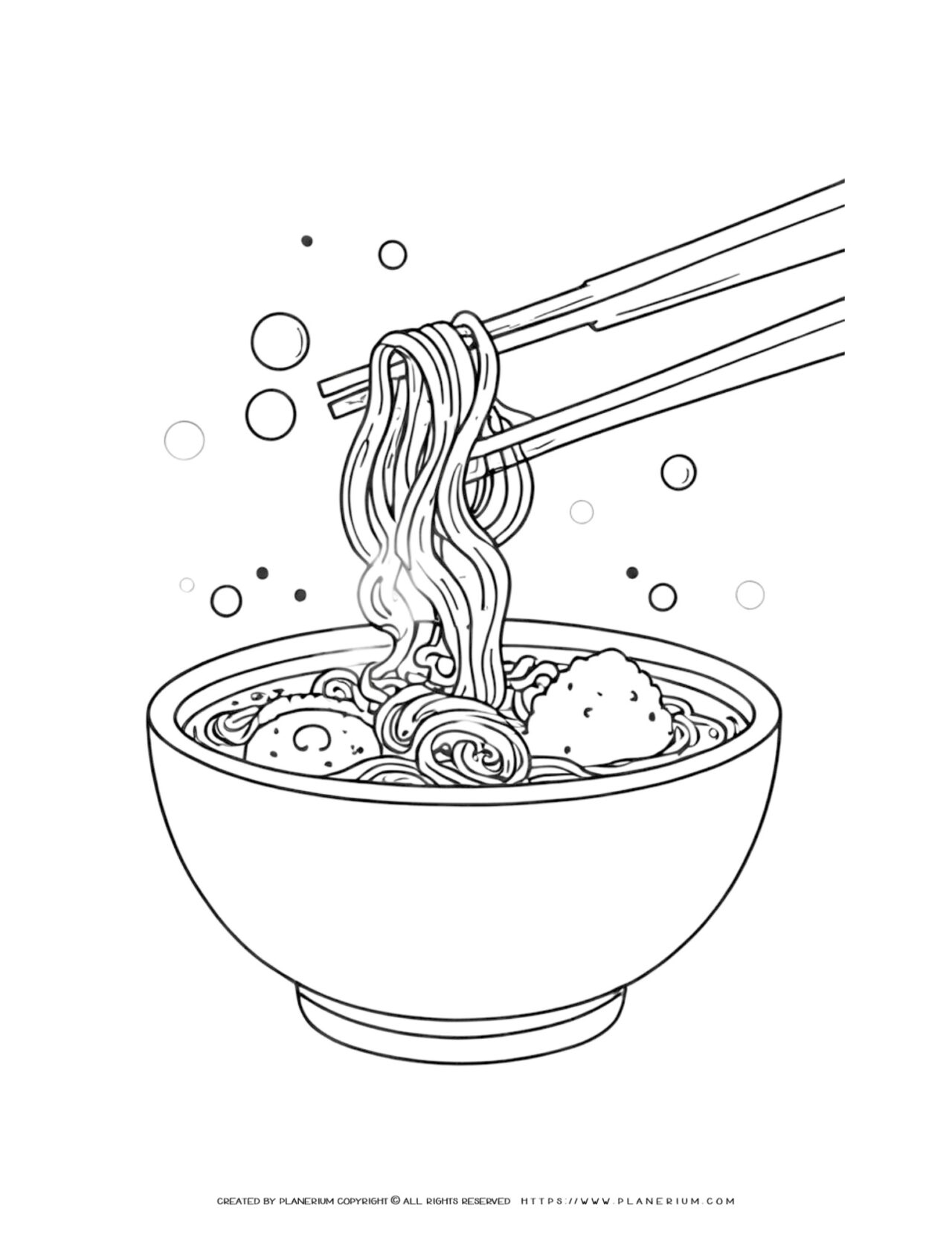 Fun Two Asian Noodles Coloring Page for Kids' Skill Development