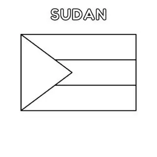 Sudan flag coloring page for kids to learn about African countries. Printable activity with the flag of Sudan. Great for geography lessons.