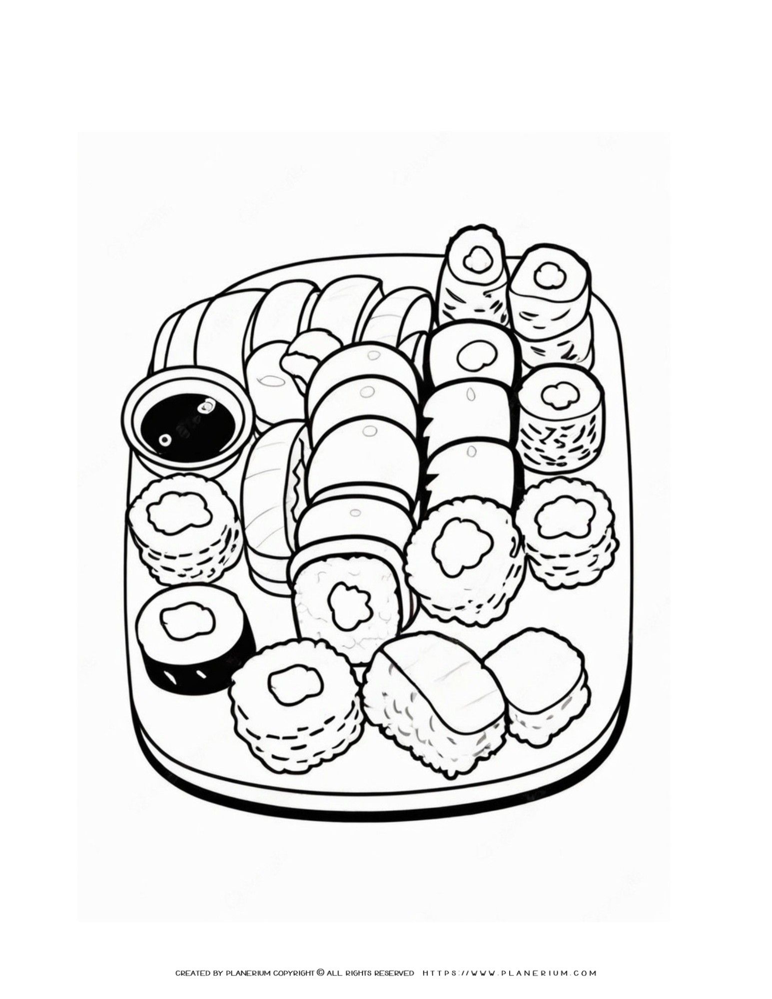 Fun Sushi Coloring Page for Kids: Learn & Color Together!