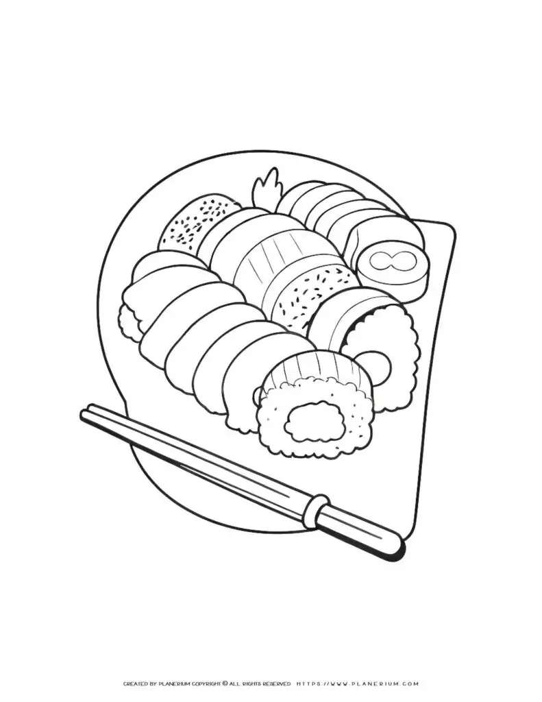 Plate of assorted sushi with chopsticks