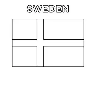 Swedish flag coloring page for kids to learn about Sweden's national symbol. Perfect for educational activities and patriotic celebrations.