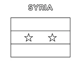Syria flag coloring page for kids with printable template. Learn about Syrian culture and colors with this educational activity.