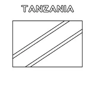 Tanzania flag coloring page for kids to learn about African countries. Printable activity with the flag of Tanzania. Fun and educational resource.