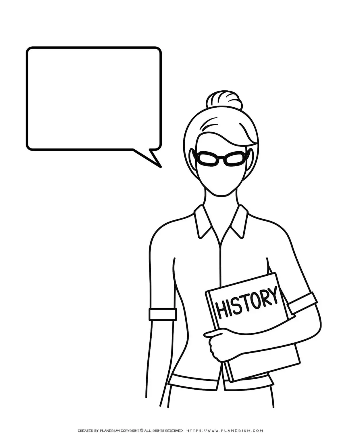 Woman holding history book illustration