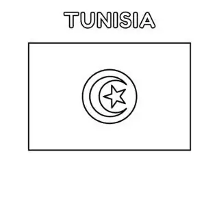 Tunisia flag coloring page for kids to learn about national symbols and colors. Perfect for educational activities and cultural awareness.