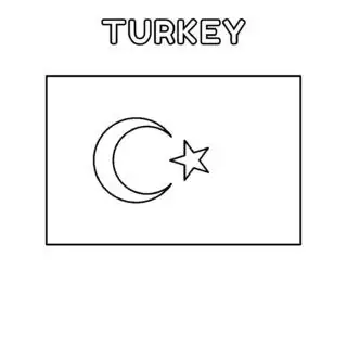Turkish flag coloring page for kids to learn about national symbols and colors. Perfect for educational activities and patriotic celebrations.