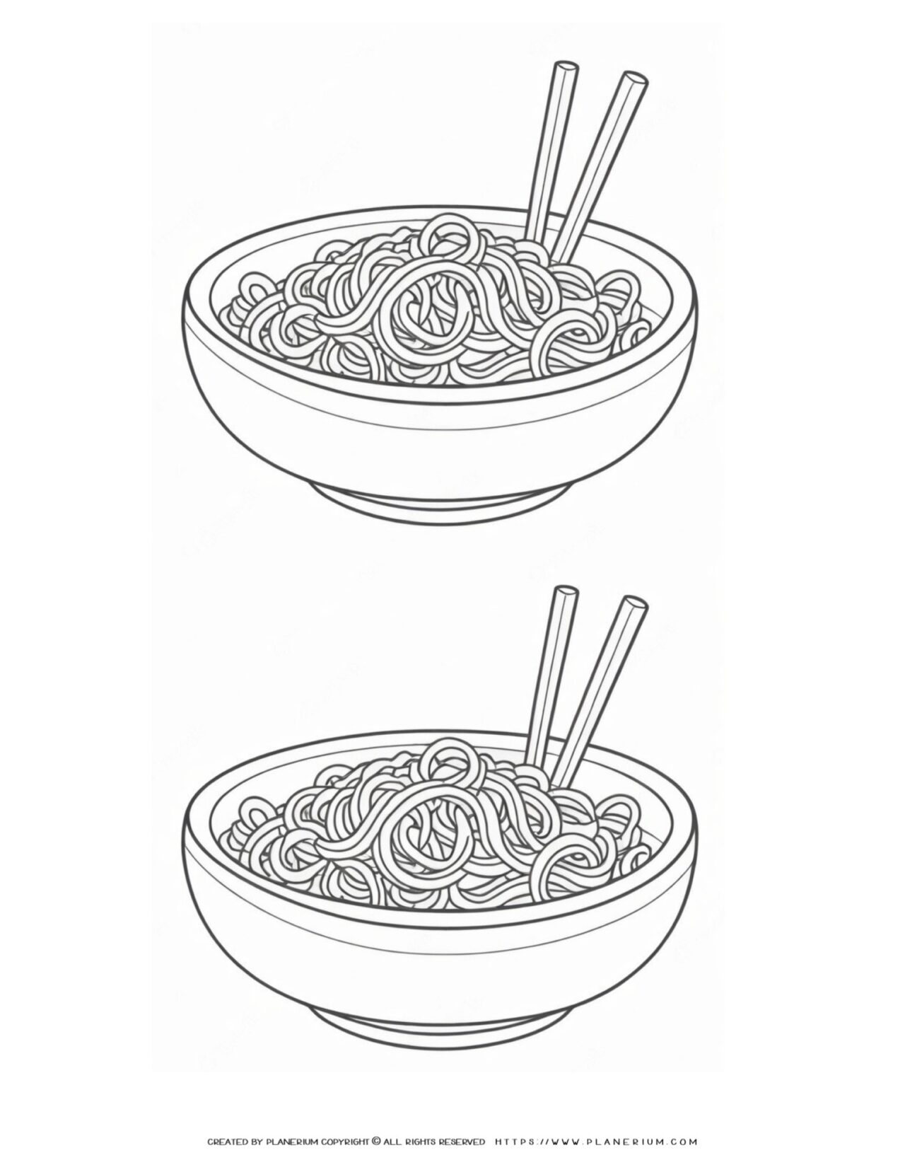 Fun Two Asian Noodles Coloring Page for Kids' Skill Development