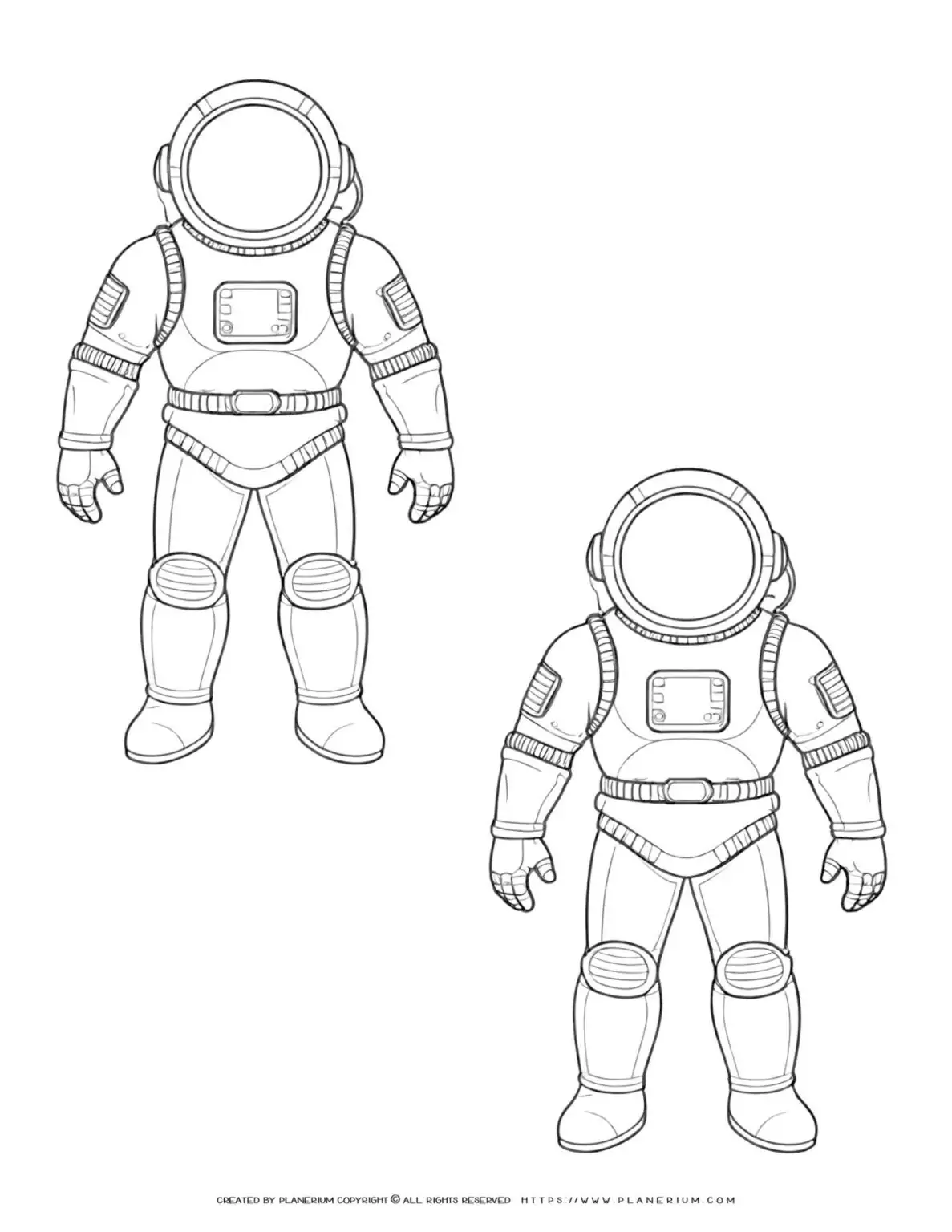 Astronaut suit outlines for space exploration concept. Perfect for science and technology projects.