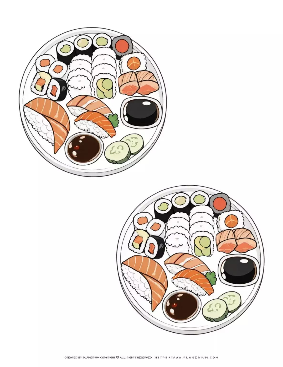 Illustration of sushi plates