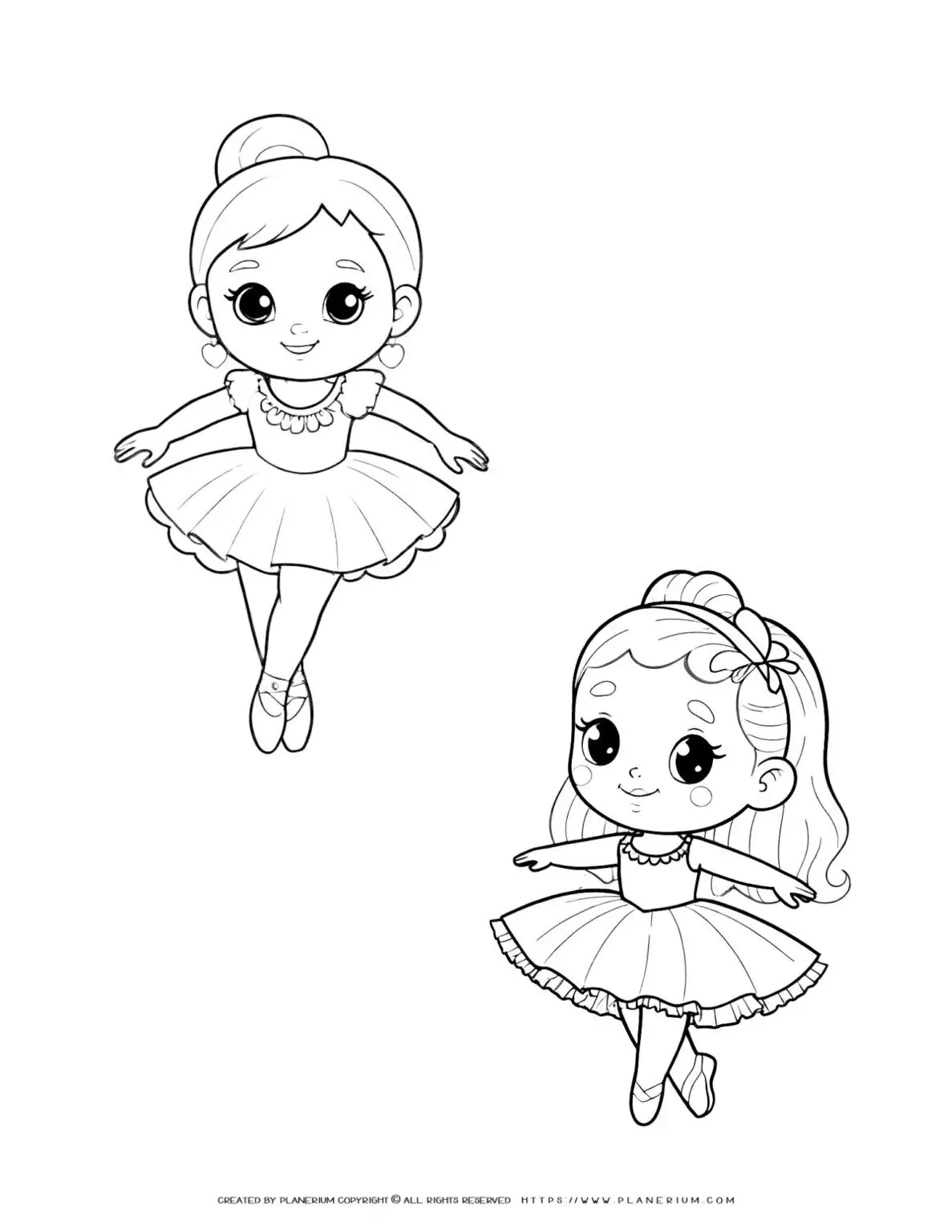 Cute ballerina coloring page for kids