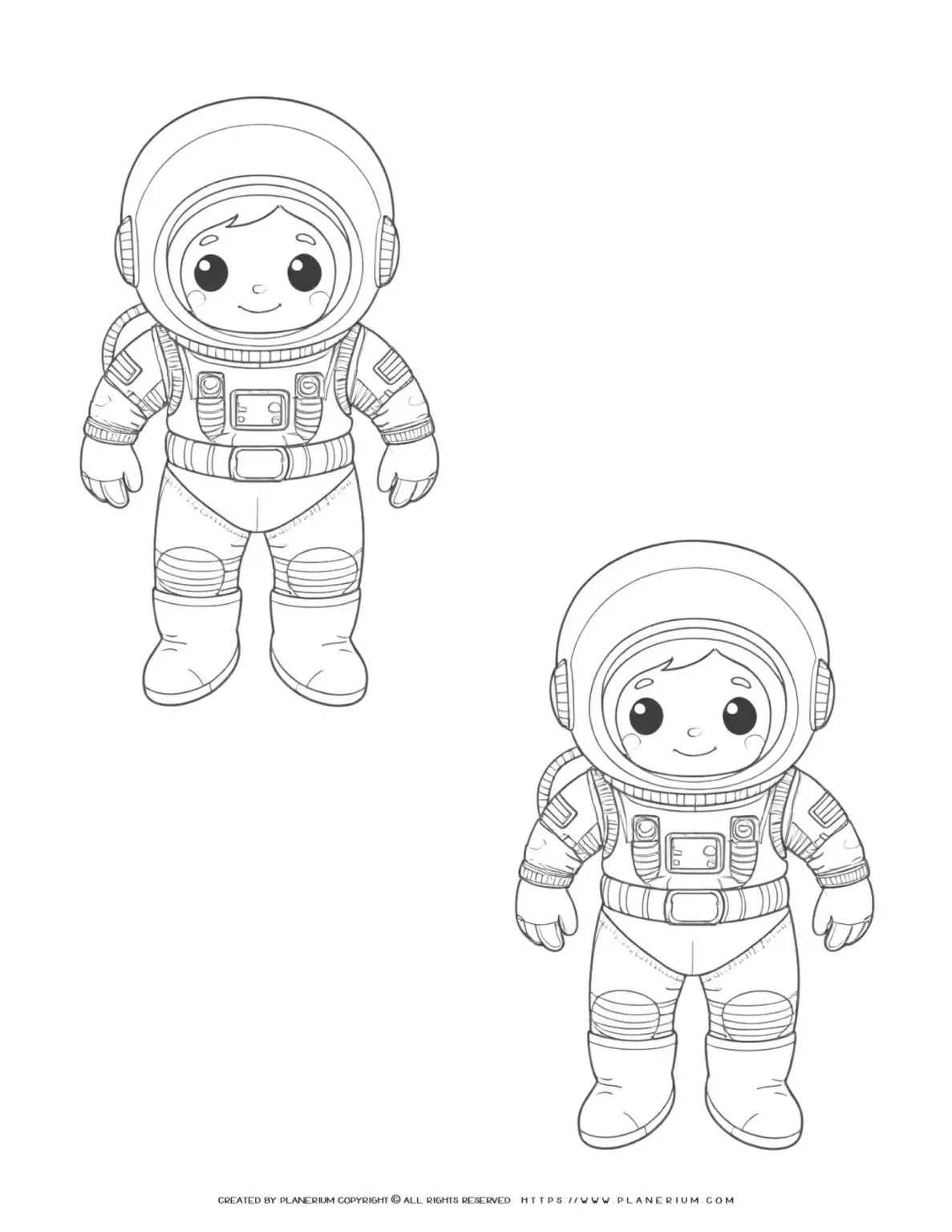 Two child astronaut silhouettes on a white background, perfect for space-themed projects and designs. Ideal for kids' educational materials.