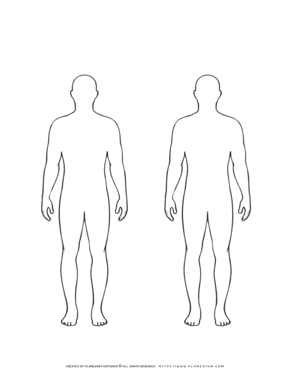 Two Man Human Body Outline Printable for Fun Learning