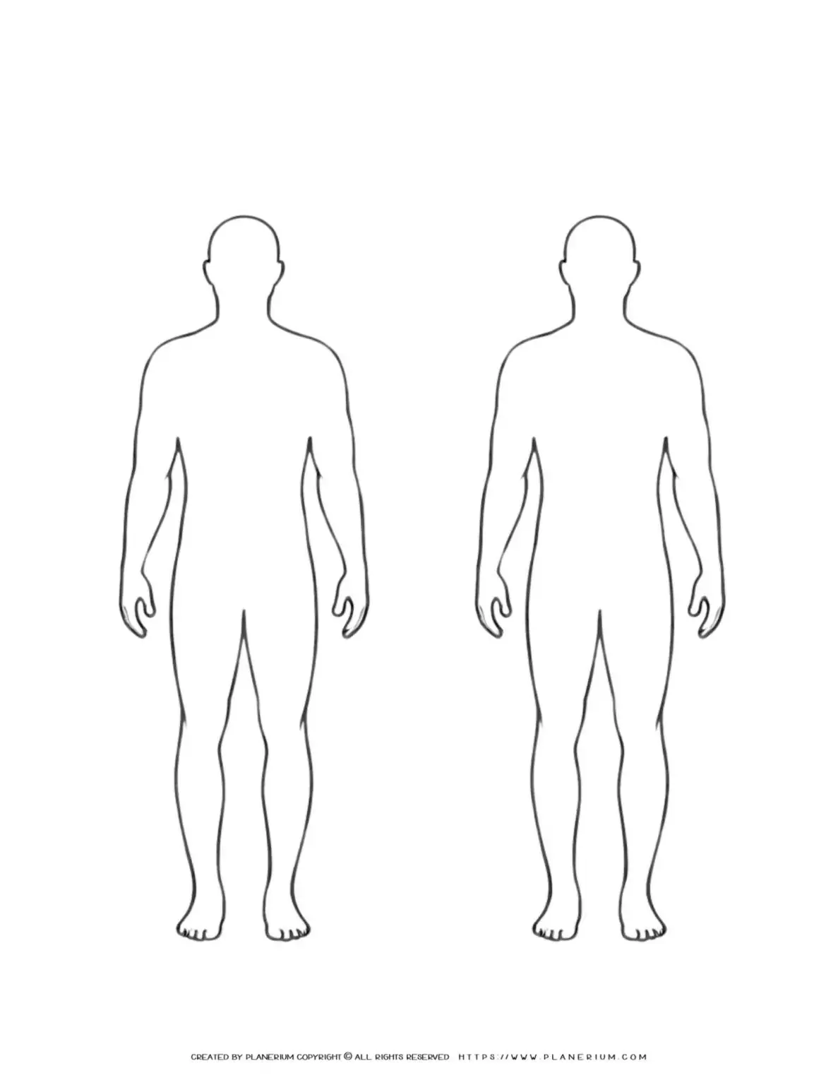 Outline of two men human figures
