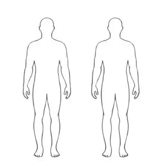 Outline of two men human figures