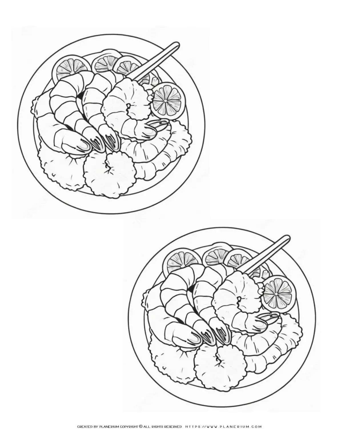 Shrimp platter coloring page