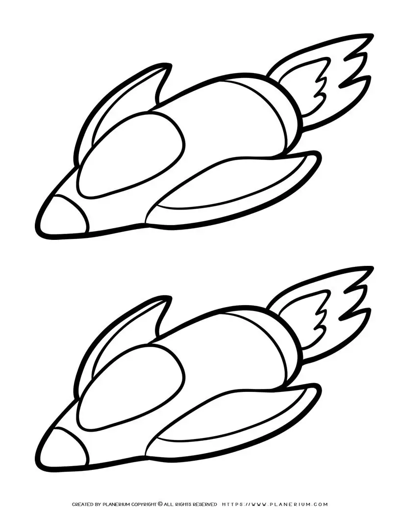 Two rocket ship coloring pages