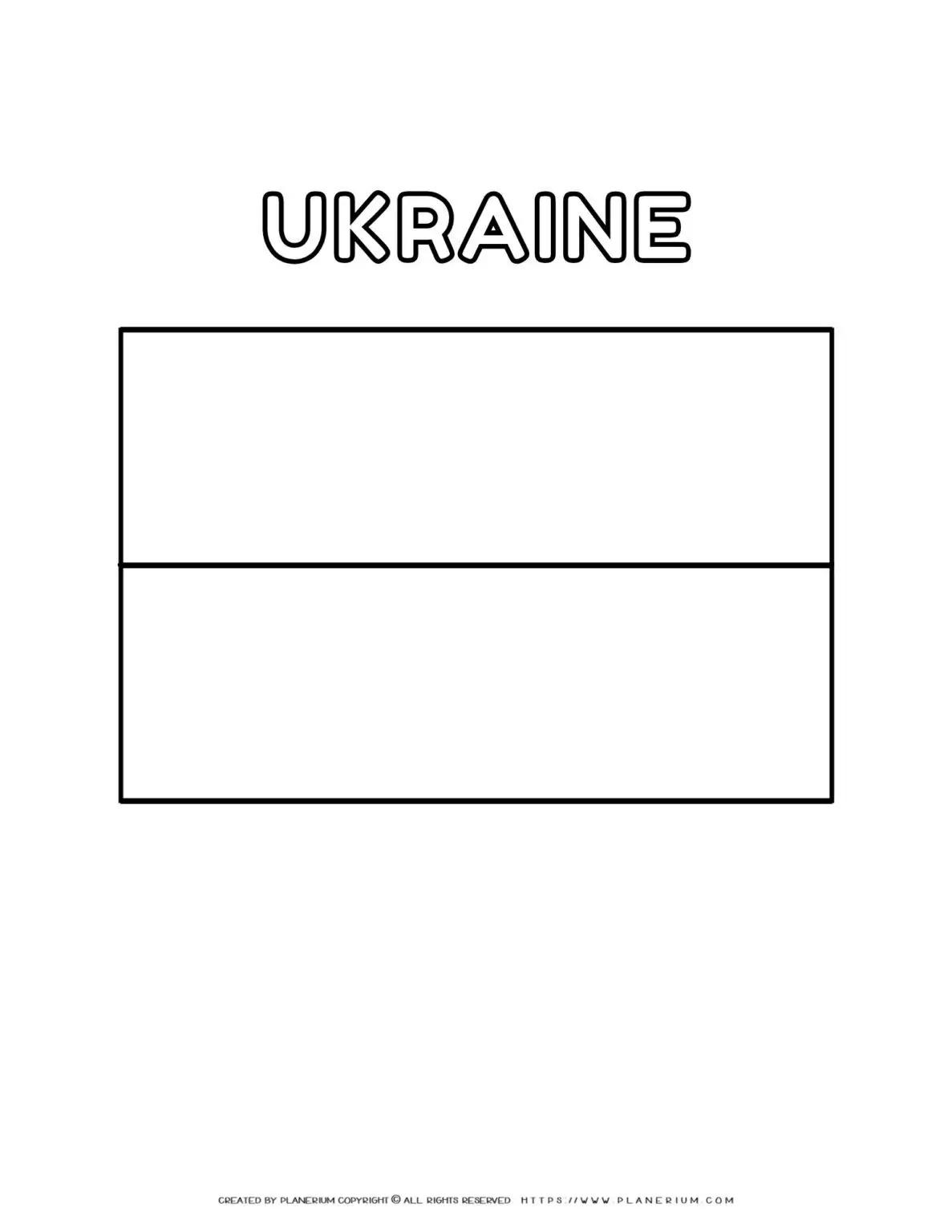 Ukraine flag coloring page for kids to learn about national symbols and colors. Perfect for educational activities and patriotic crafts.