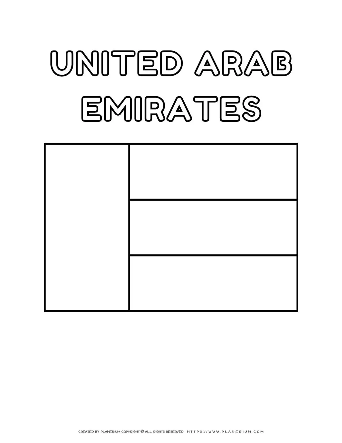 UAE flag coloring page for kids to learn about United Arab Emirates. Perfect for educational activities and cultural awareness.