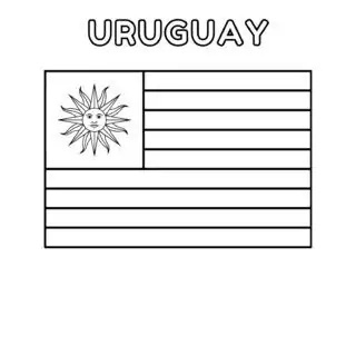 Coloring page of the Uruguay flag for kids to learn about South American countries. Perfect for educational use and cultural activities.
