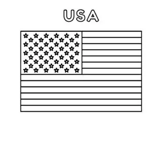 American flag coloring page for kids to learn about the USA. Perfect for patriotic activities and educational purposes.
