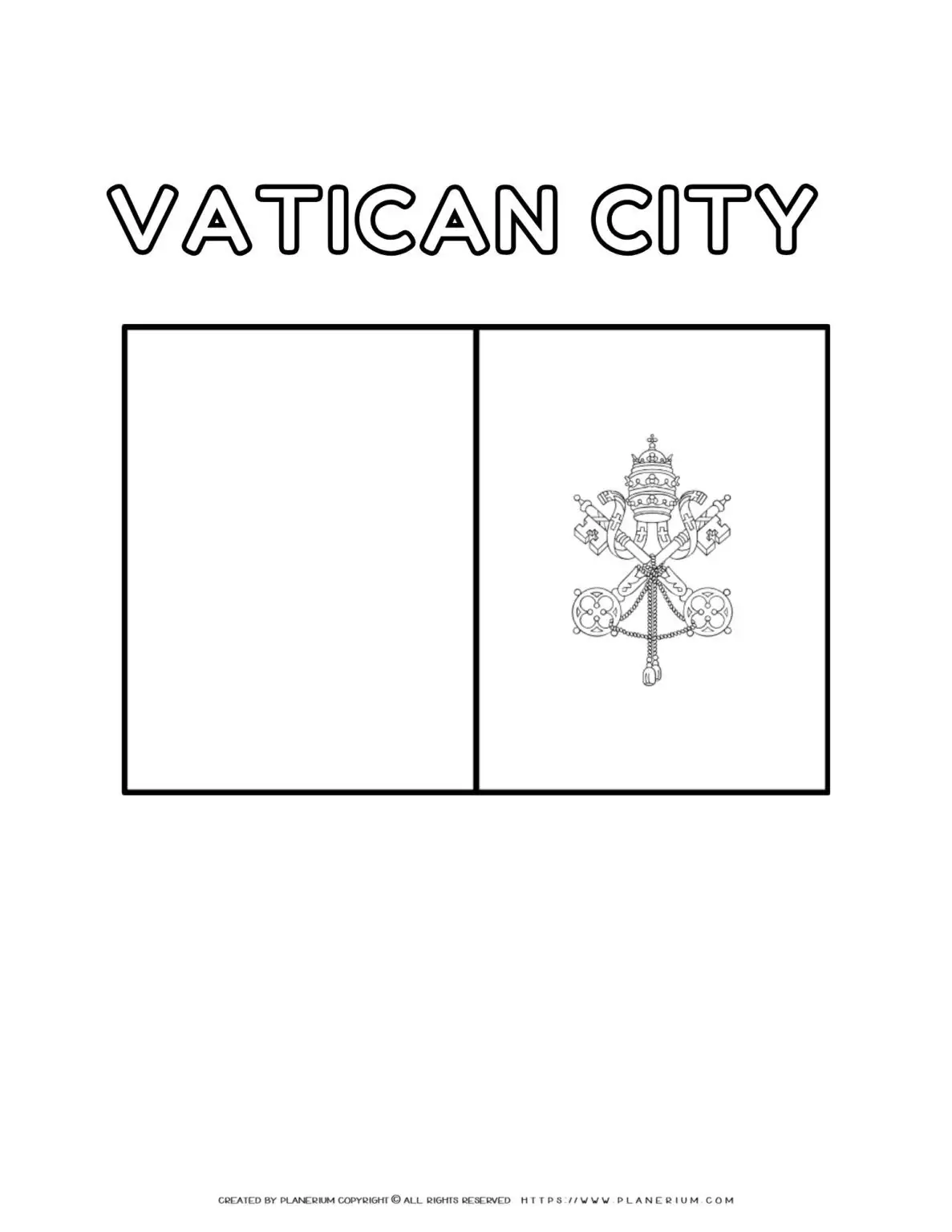 Vatican City flag coloring page for kids to print and color. Learn about the flag of Vatican City with this fun activity.