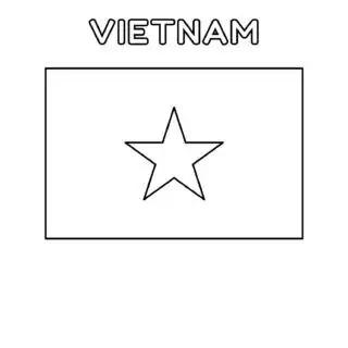 Vietnam flag coloring page for kids to learn about national symbols. Printable activity for educational purposes and creative fun.