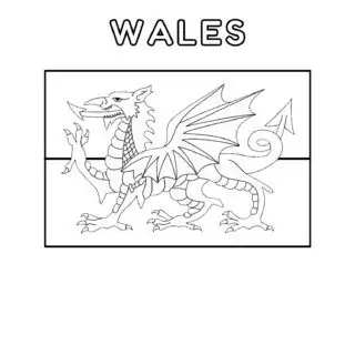 Wales flag coloring page for kids to print and color at home. Fun and educational activity for children to learn about Welsh culture and heritage.