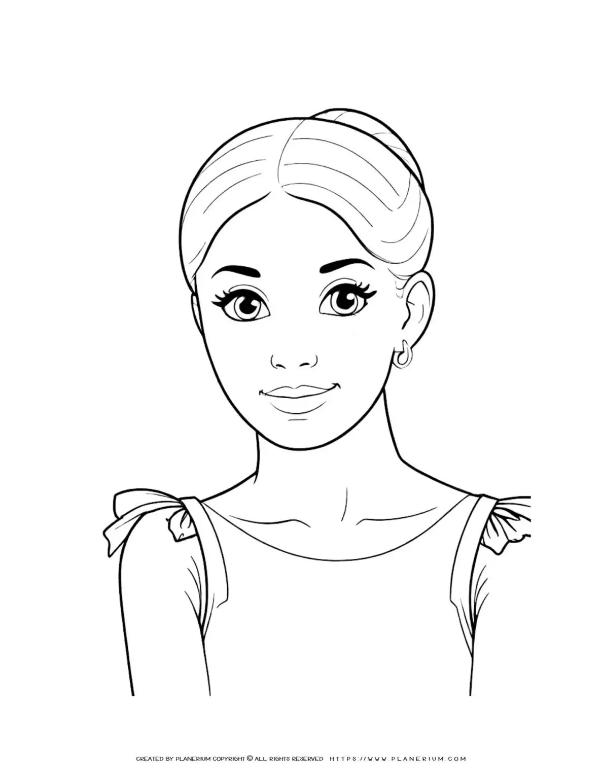 Female cartoon character with tied hair illustration