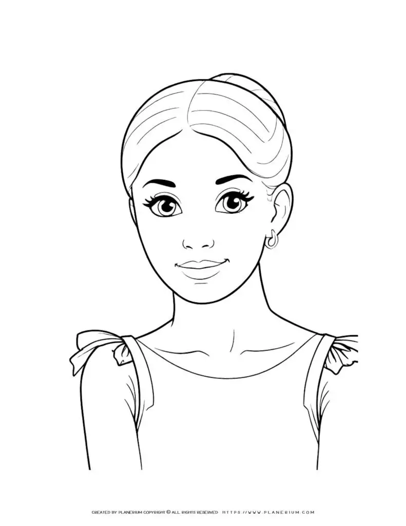 Female cartoon character with tied hair illustration