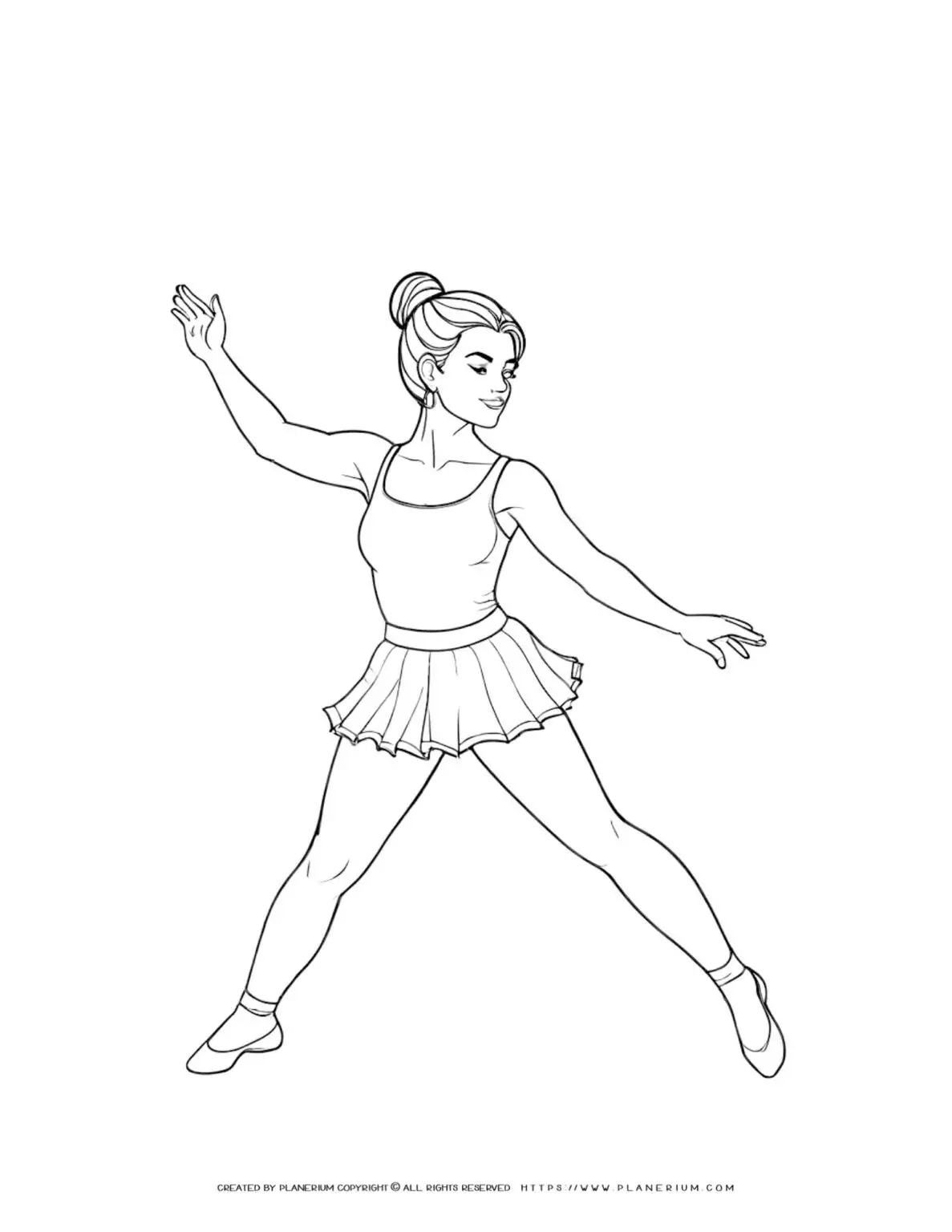 Ballerina in dance pose line drawing