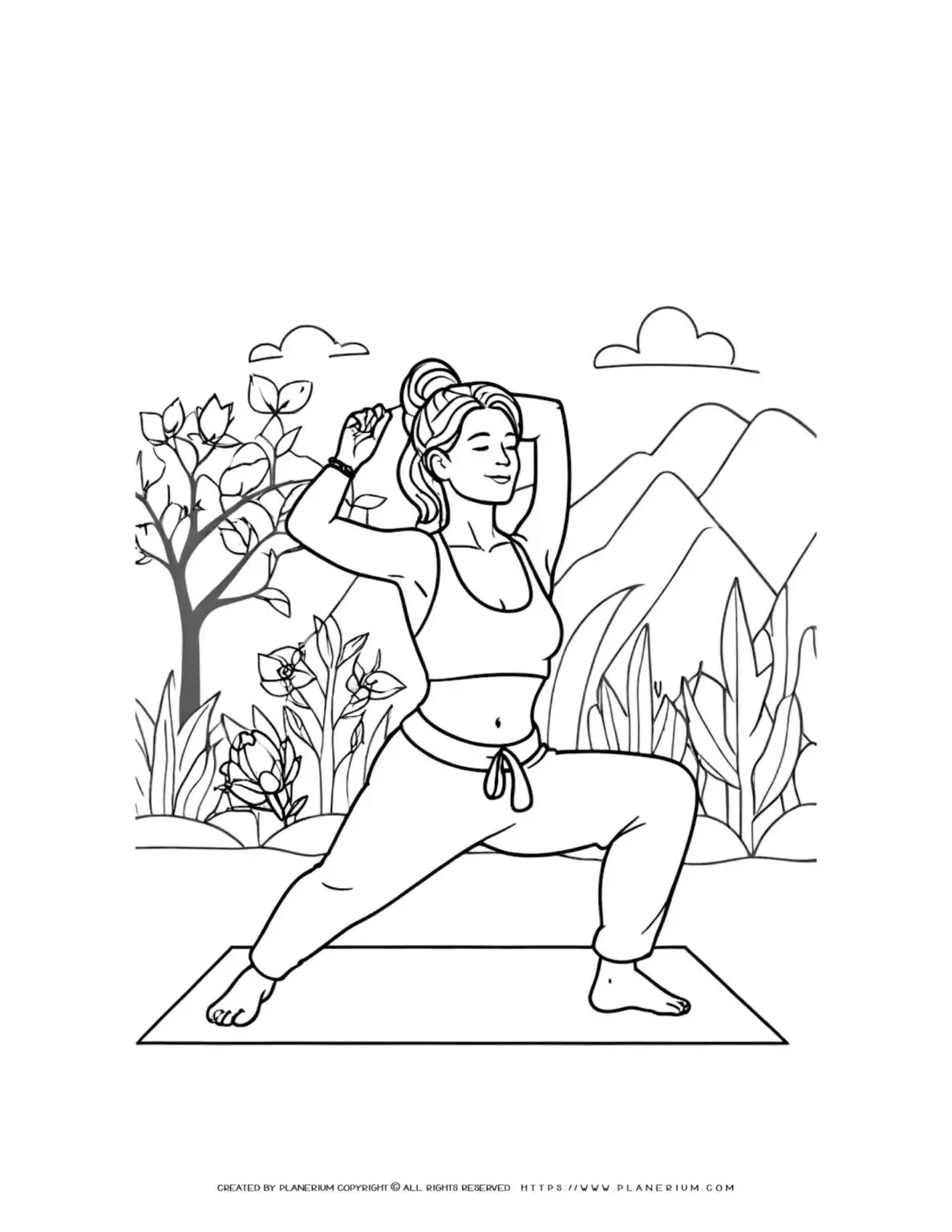 Woman practicing yoga outdoors