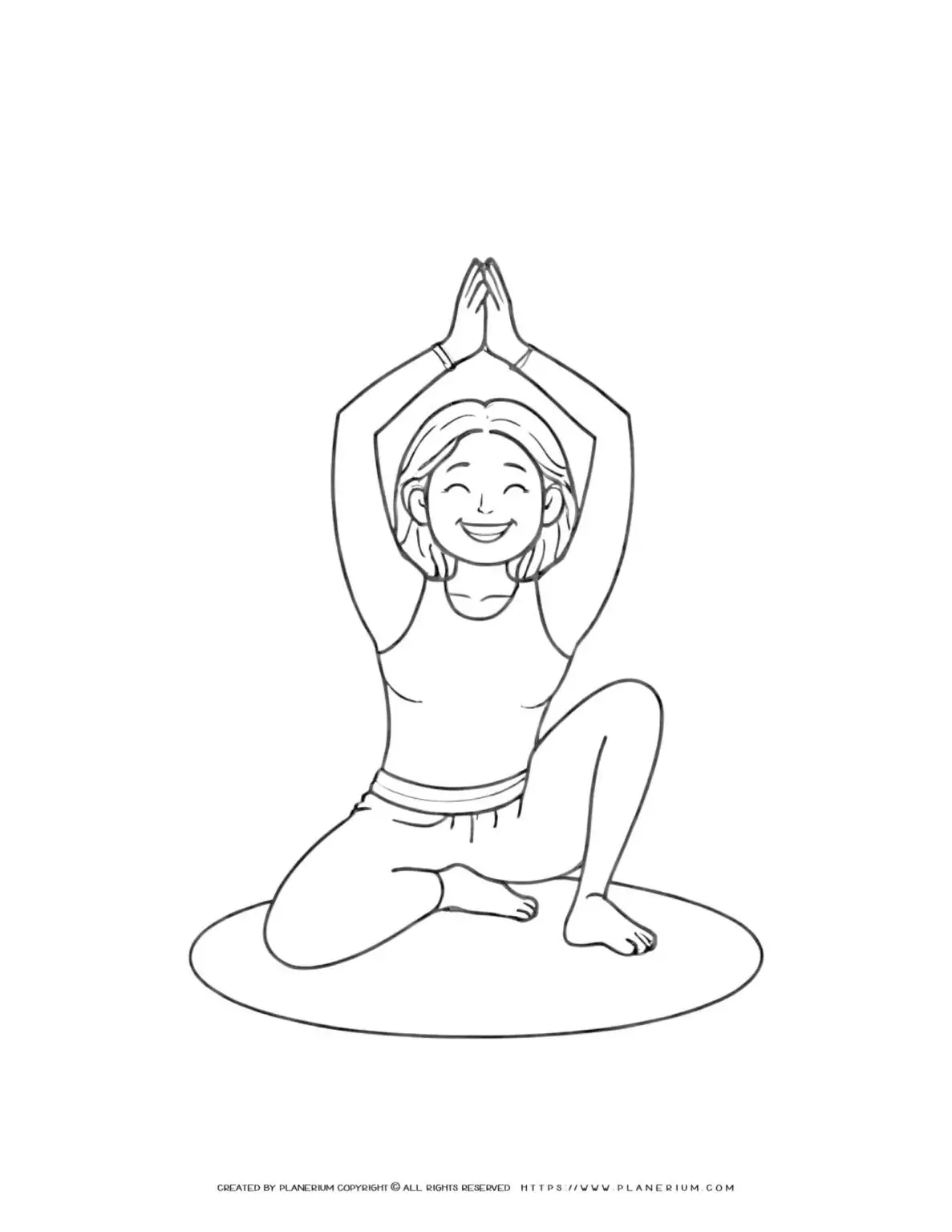 Girl practicing yoga on mat