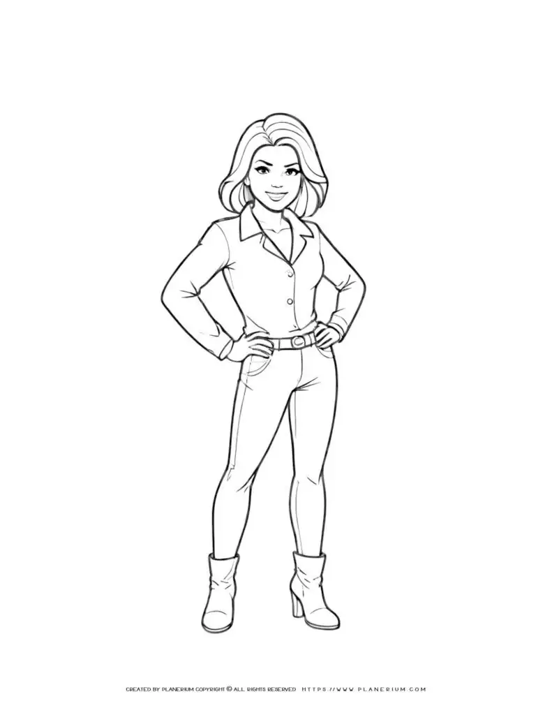 Confident woman illustration standing with hands on hips